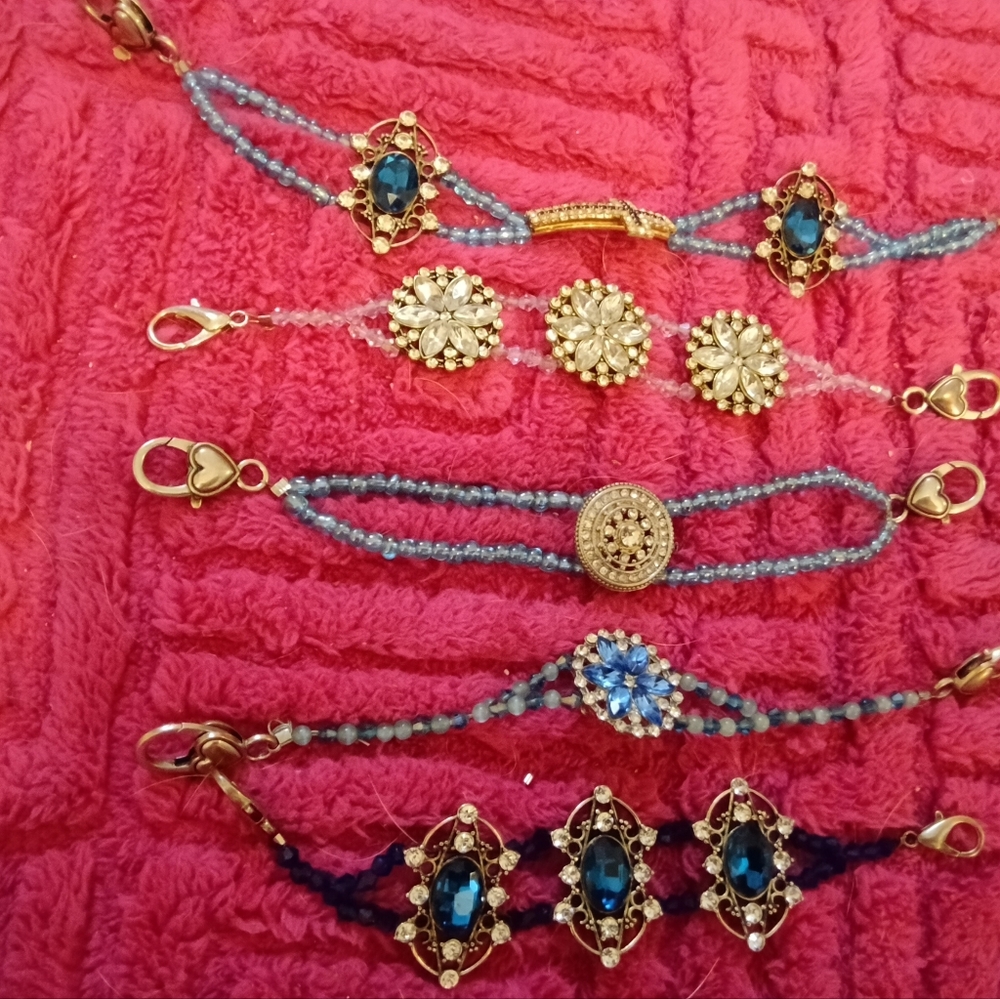 Elegant Blue and Gold Women's Jewelry Set - Picture 1 of 2